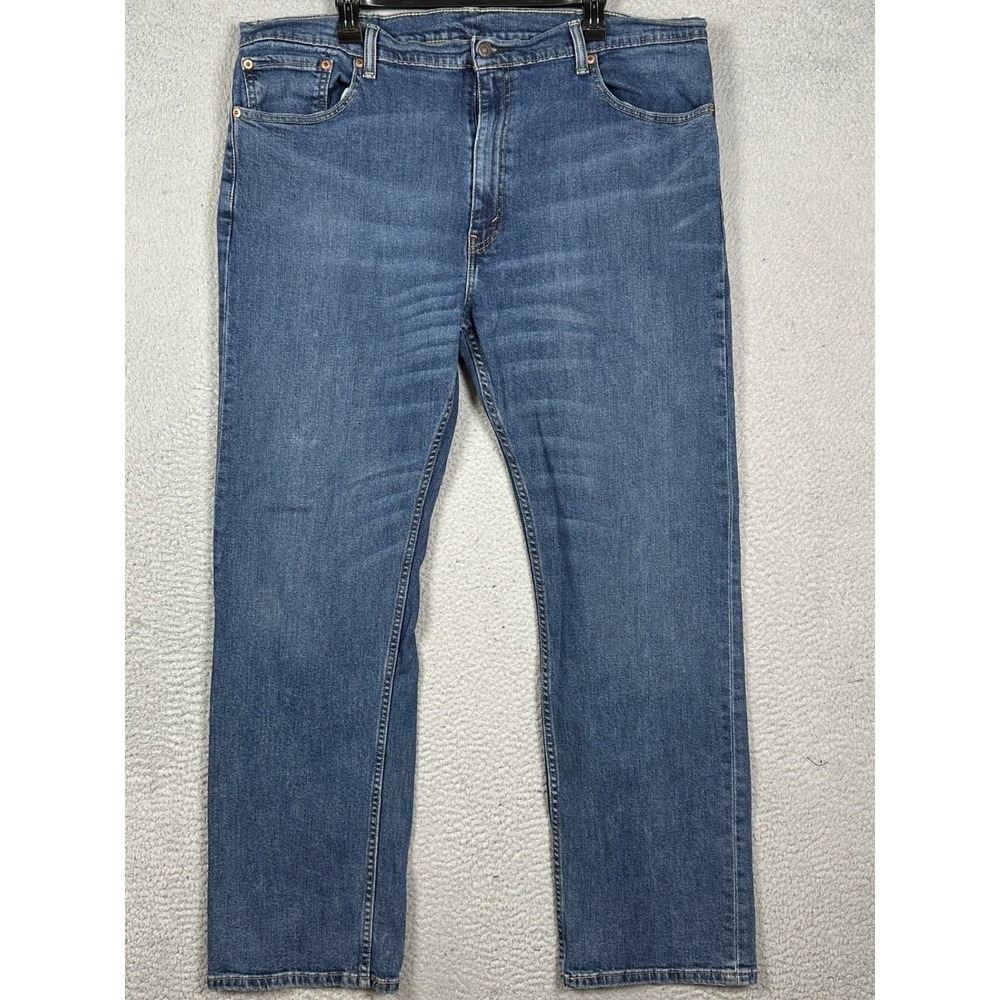 Levis 505 Jeans Mens 42X32 Blue Regular Fit Straight Leg 5 Pocket Denim Pants